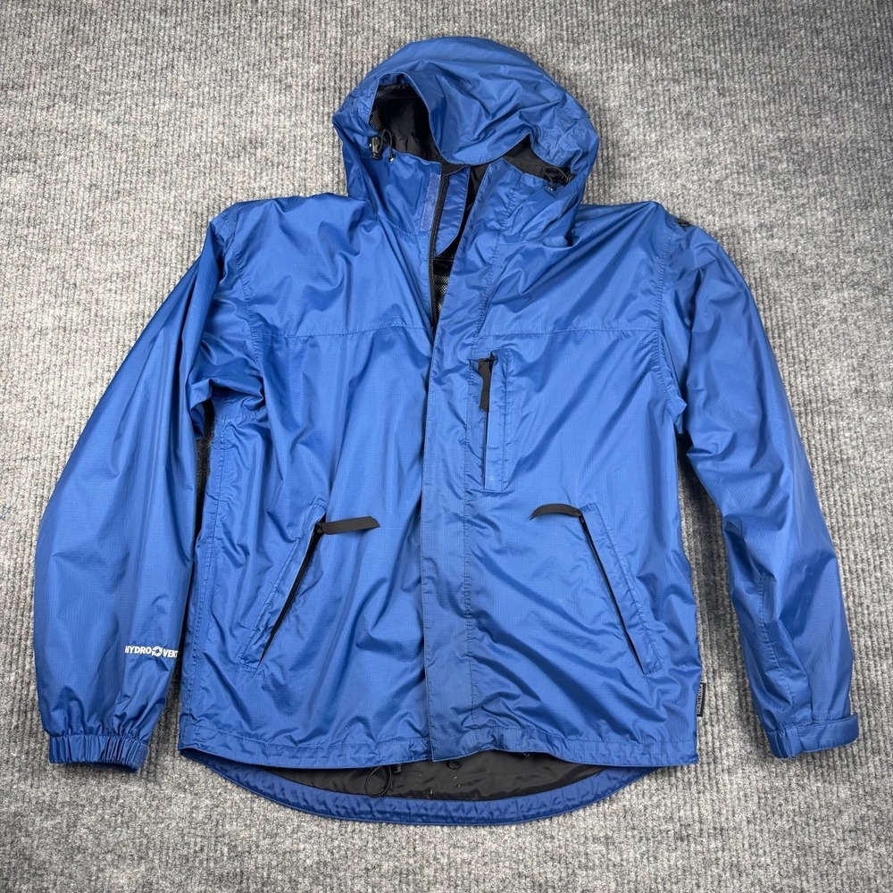Vtg Y2K Pacific Trail Windbreaker Mens S Blue Hooded Waterproof Nylon Hydro Vent